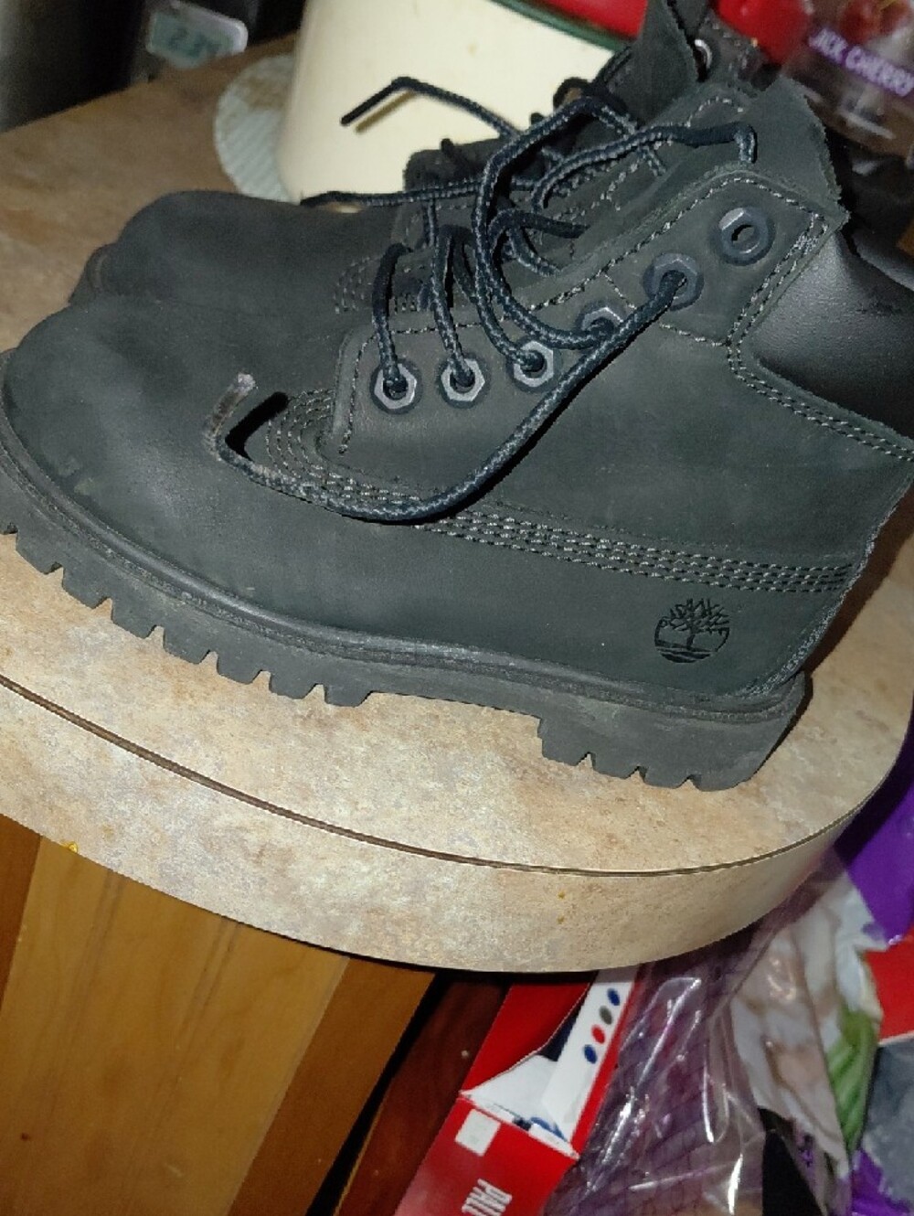 NWOT Timberland Kids Black Lace-Up Ankle Boots - Picture 6 of 7
